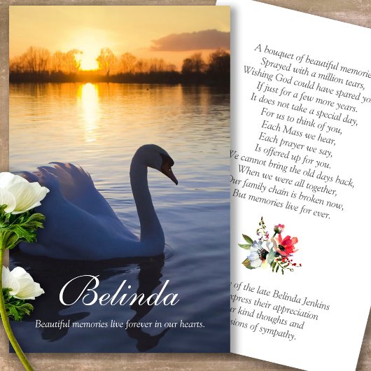 Begrafenisverlies Sunset Swan Gebed Sympathie Kaar Visitekaartjes
