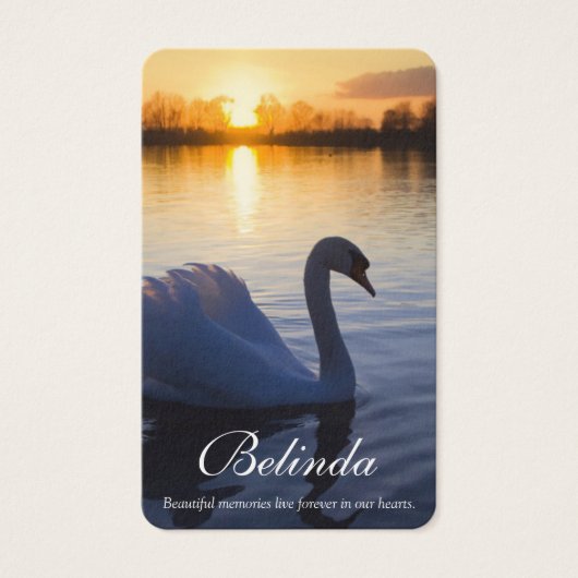 Begrafenisverlies Sunset Swan Gebed Sympathie Kaar Visitekaartjes (Voorkant)