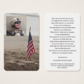 Begrafenisverlies vlag & foto gebed sympathie kaar visitekaartje (Voorkant /achterkant)