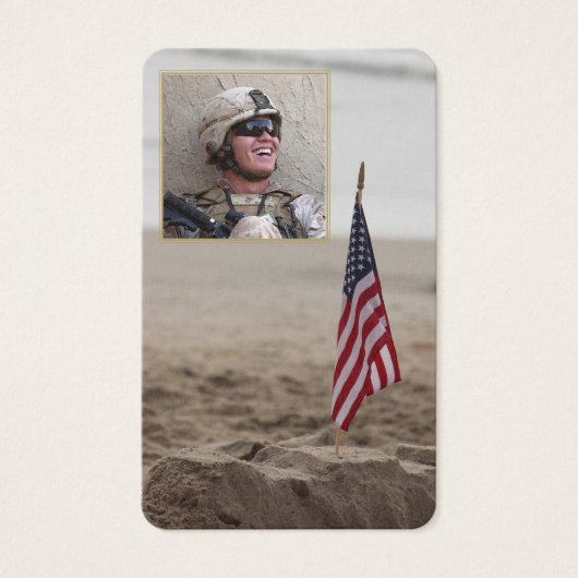 Begrafenisverlies vlag & foto gebed sympathie kaar visitekaartje (Voorkant)