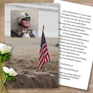 Begrafenisverlies vlag & foto gebed sympathie kaar visitekaartje