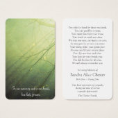 Begrafenisverlies Vreedzaam Bos Gebed Sympathie Ka Visitekaartjes (Voorkant /achterkant)