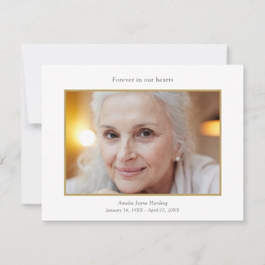 Begrafenisviering van het leven Foto Bloemengedich Bedankkaart (Achterkant)