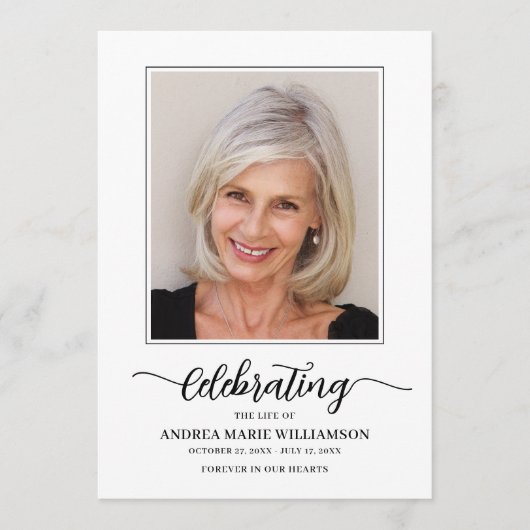 Begrafenisviering van het leven Foto Flat Programmakaart (Voorkant)