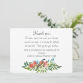 Begrafenisvogel en granaatappel bedankkaart (Staand voorkant)