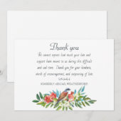 Begrafenisvogel en granaatappel bedankkaart (Voorkant / Achterkant)