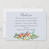 Begrafenisvogel en granaatappel blauw bedankkaartj bedankkaart (Voorkant)