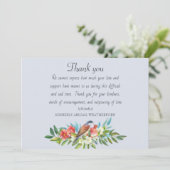 Begrafenisvogel en granaatappel blauw bedankkaartj bedankkaart (Staand voorkant)