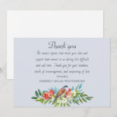 Begrafenisvogel en granaatappel blauw bedankkaartj bedankkaart (Voorkant / Achterkant)