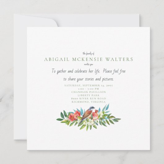 Begrafenisvogel en granaatappel vieren het leven kaart (Voorkant)