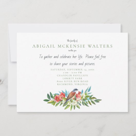 Begrafenisvogel en granaatappel Viering van het le Bedankkaart (Voorkant)