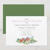 Begrafenisvogel en granaatappel Viering van het le Bedankkaart (Voorkant / Achterkant)