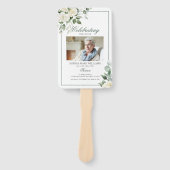 Begrafenisvolgorde|Eucalyptus Witte Bloemen Handwaaier (Voorkant)