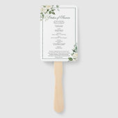 Begrafenisvolgorde|Eucalyptus Witte Bloemen Handwaaier (Achterkant)