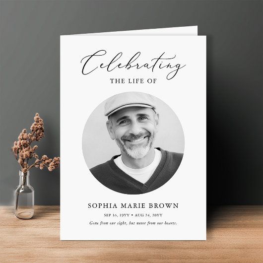 Begrafenisvolgorde van de dienst Foto Memorial Pro Kaart