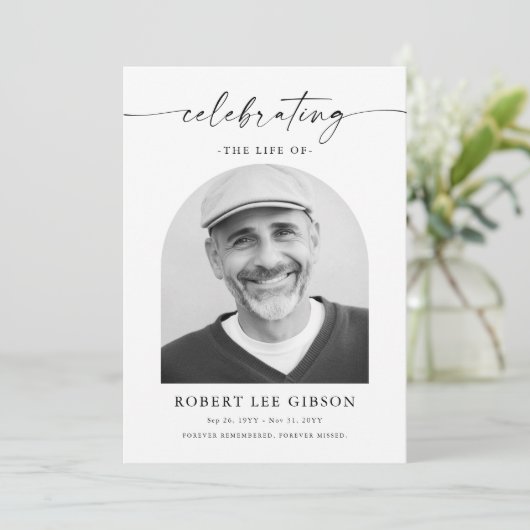 Begrafenisvolgorde van de dienst Viering van het l Programmakaart (Staand voorkant)