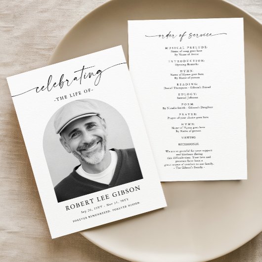 Begrafenisvolgorde van de dienst Viering van het l Programmakaart