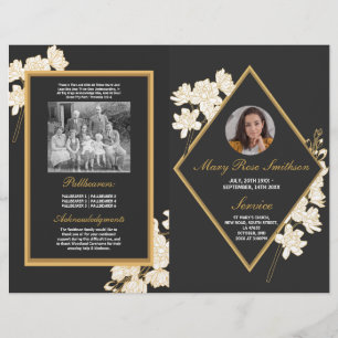 Begrafenisvolgorde van levensduur Dark Floral Flyer