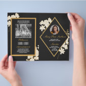 Begrafenisvolgorde van levensduur Dark Floral Flyer (Hand)