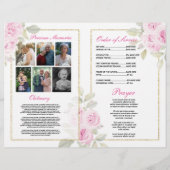 Begrafenisvolgorde van levensduur Roze Bloemen Flyer (Achterkant)