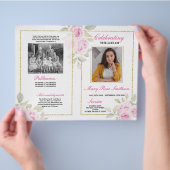 Begrafenisvolgorde van levensduur Roze Bloemen Flyer (Hand)