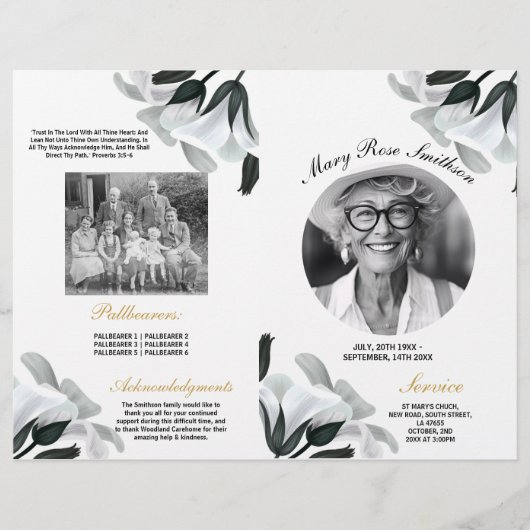 Begrafenisvolgorde van levensduur White Lily Flyer (Voorkant)