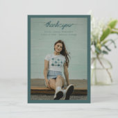 begrensd enkelvoudig foto-afstuderen bedankkaart (Staand voorkant)