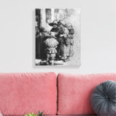 Begrepen op de deur van een huis, 1648 canvas afdruk (Insitu (Woonkamer))