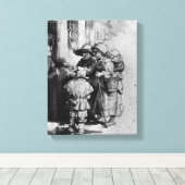 Begrepen op de deur van een huis, 1648 canvas afdruk (Insitu (Houten vloer))