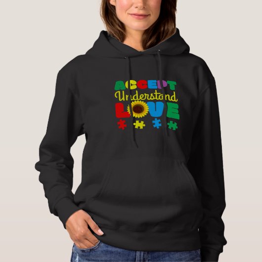 Begrijp de liefdeszonnebloem Puzzle Autism Awa goe Hoodie (Voorkant)