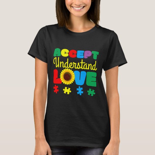 Begrijp de liefdeszonnebloem Puzzle Autism Awa goe T-shirt (Voorkant)
