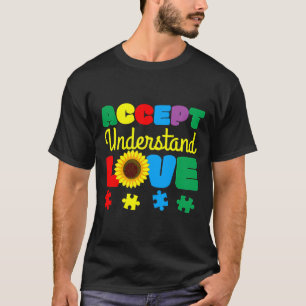 Begrijp de liefdeszonnebloem Puzzle Autism Awa goe T-shirt