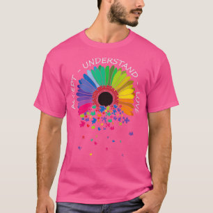 Begrijp liefdesautisme met kleur zonnebloem t-shirt