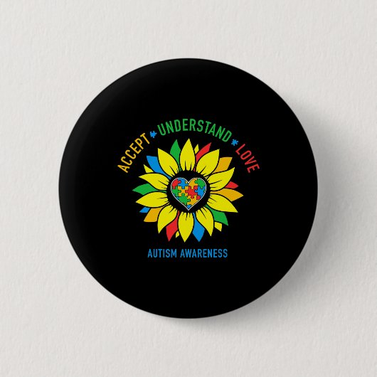 Begrijp liefdesautisme - Zonnebloem Ronde Button 5,7 Cm (Voorkant)