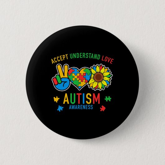 Begrijp liefdesautisme - Zonnebloem Ronde Button 5,7 Cm (Voorkant)