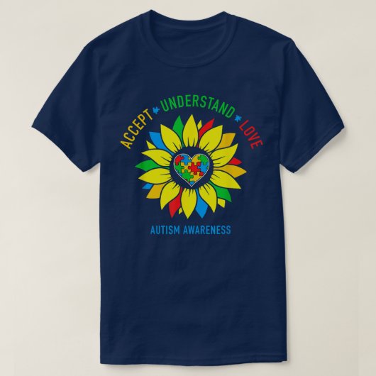 Begrijp liefdesautisme - Zonnebloem T-shirt (Design voorkant)