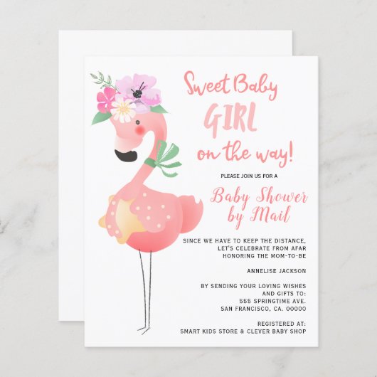 BEGRIJP schattig roze flamingo baby shower per pos (Voorkant / Achterkant)