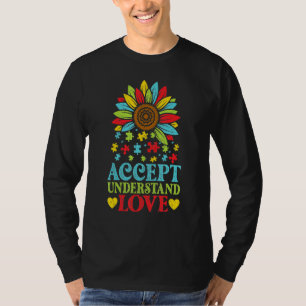 Begrijp uw liefdesbloem Puzzle Autism Awaren T-shirt