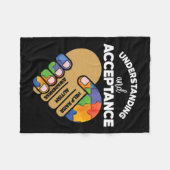 Begrip van Acceptatie Autism Awareness Heart Pu Fleece Deken (Voorkant (Horizontaal))