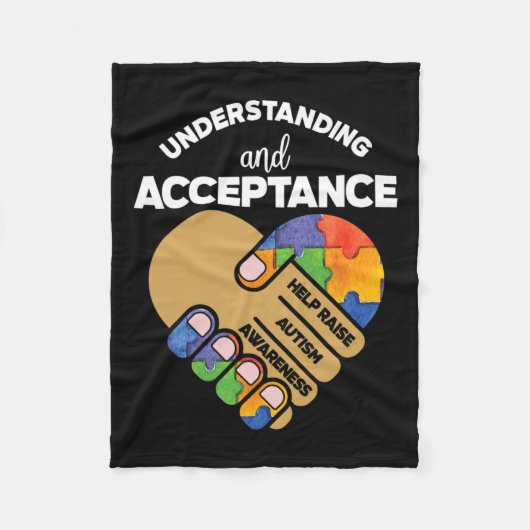 Begrip van Acceptatie Autism Awareness Heart Pu Fleece Deken (Voorkant)