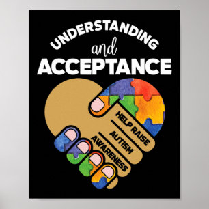 Begrip van Acceptatie Autism Awareness Heart Pu Poster