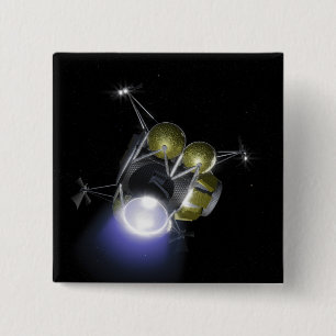 Begrip van een bemanningslid dat afspringt vierkante button 5,1 cm