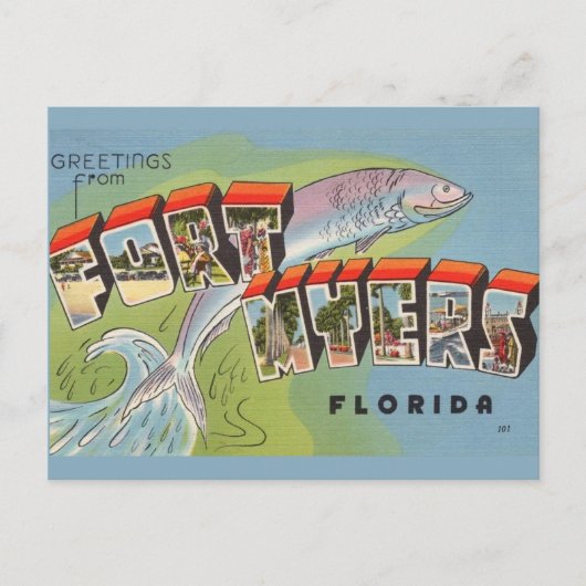 Begroeting Ft. Myers Briefkaart (Voorkant)