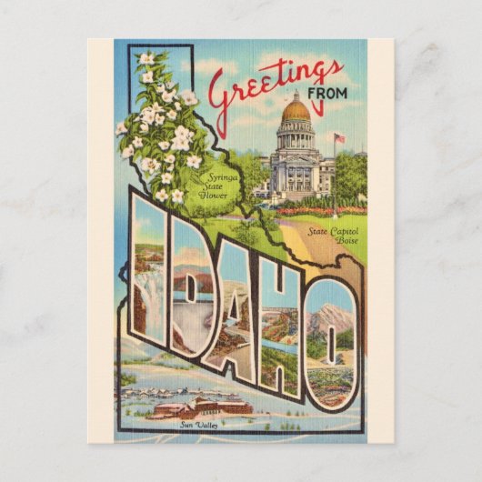 Begroeting van de staat Idaho Briefkaart (Voorkant)