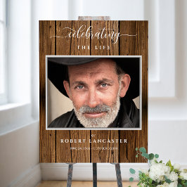 Begroetingsfoto Rouwplechtigheid Rustiek Houten Bo Poster