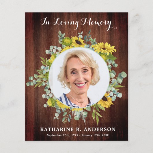 Begrotend sympathie begrafenis dank je zonnebloem (Voorkant)