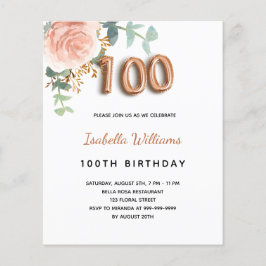 Begroting 100e verjaardag florale roos goud eucaly