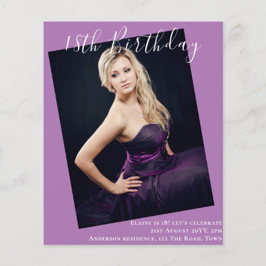 BEGROTING 18e verjaardag FOTO Uitnodiging aankondi (Voorkant)