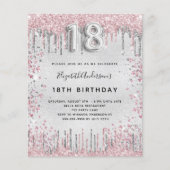 Begroting 18e verjaardag zilverroze uitnodiging (Voorkant)