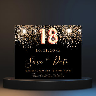 Begroting 18e verjaardag zwarte glitter sparen de